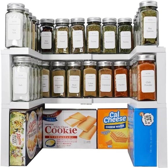Spicy Shelf Deluxe Set of Two Spice Racks Stackable Cabinet Organizer White-NIB - Picture 2 of 7
